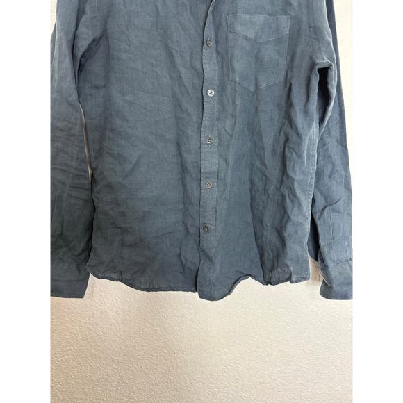 Todd Snyder Slim Sea Soft Irish Linen Point Collar Shirt Size Medium Blue - Picture 9 of 12